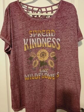 Lane Bryant Maroon Lattice-Back Graphic Tee